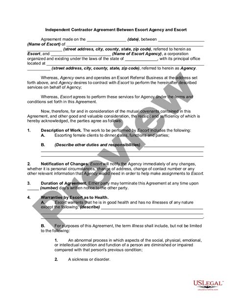 escort agency contract template pdf|Escort Contract Format